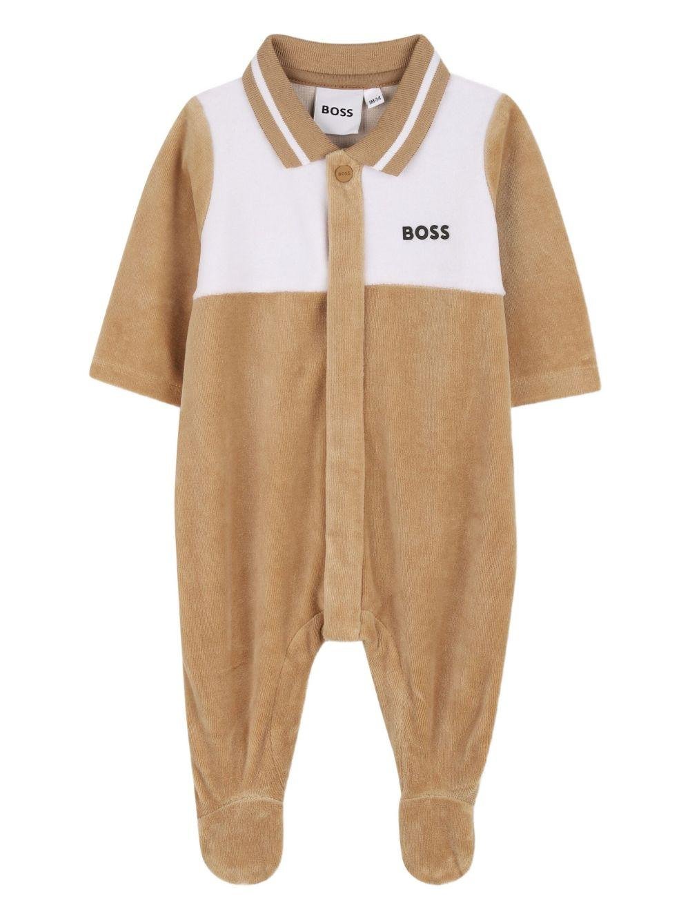 Tutina per neonato Boss Kids beige con colletto polo - Rubino Kids