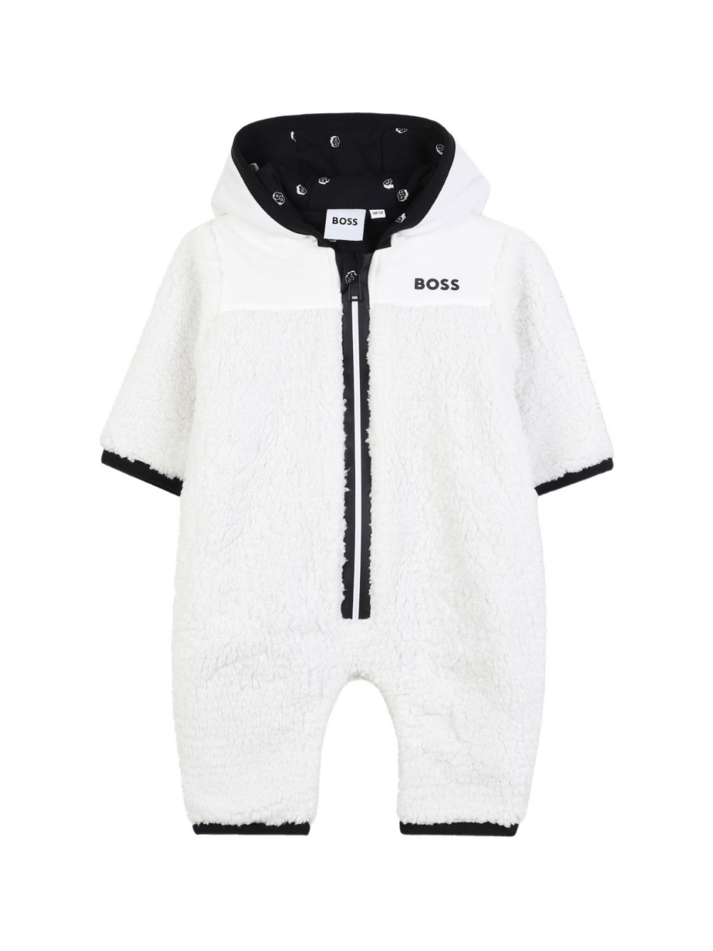 Tutina per neonato Boss Kids bianca con zip a contrasto - Rubino Kids