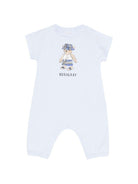 Tutina per neonato Burberry Kids azzurra con stampa grafica orsetto sul davanti - Rubino Kids
