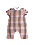 Tutina per neonato Burberry Kids beige a quadri - Rubino Kids