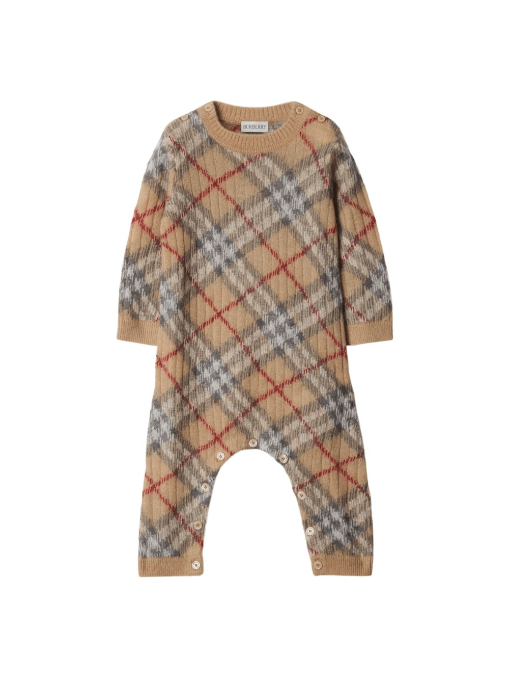 Tutina per neonato Burberry Kids beige con motivo a quadri - Rubino Kids