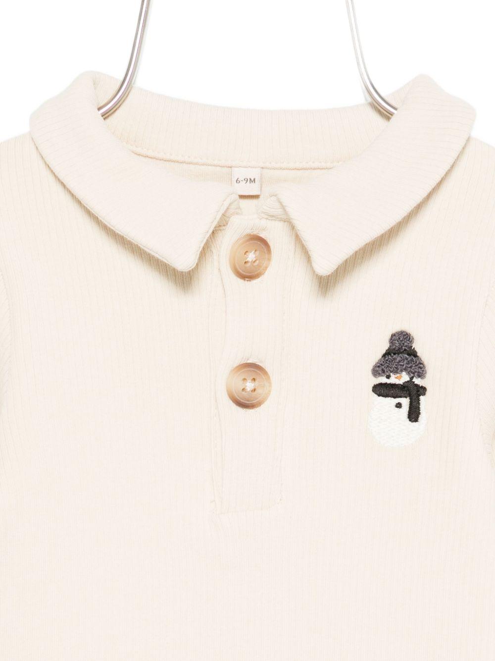 Tutina per neonato Donsje beige con ricamo pupazzo di neve - Rubino Kids