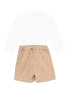 Tutina per neonato Fendi Kids beige con motivo monogramma FF - Rubino Kids