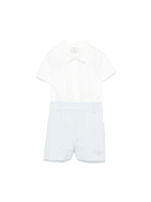 Tutina per neonato Fendi Kids bianco e azzurro con motivo logo a rilievo - Rubino Kids