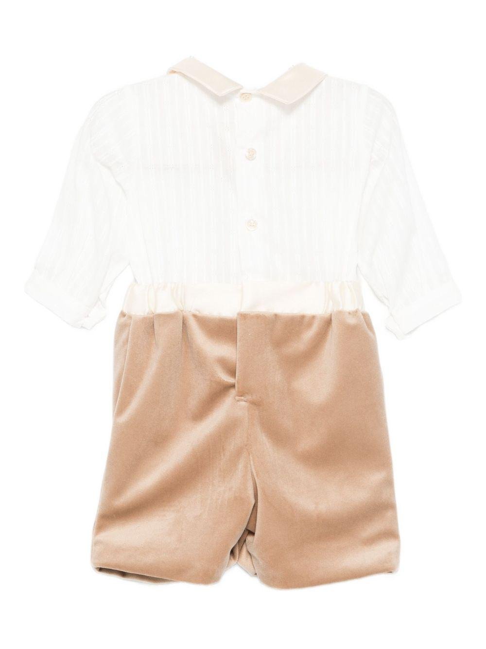 Tutina per neonato La Stupenderia beige con colletto alla Peter Pan - Rubino Kids