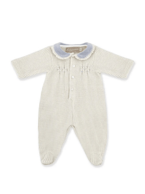 Tutina per neonato La Stupenderia bianca con colletto ricamato azzurro