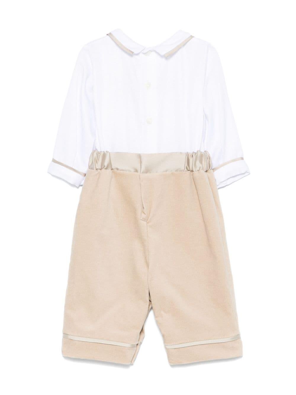 Tutina per neonato La Stupenderia bianco e beige con effetto jacquard/velluto - Rubino Kids
