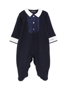 Tutina per neonato Monnalisa blu con pannello plissettato - Rubino Kids