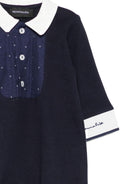 Tutina per neonato Monnalisa blu con pannello plissettato - Rubino Kids