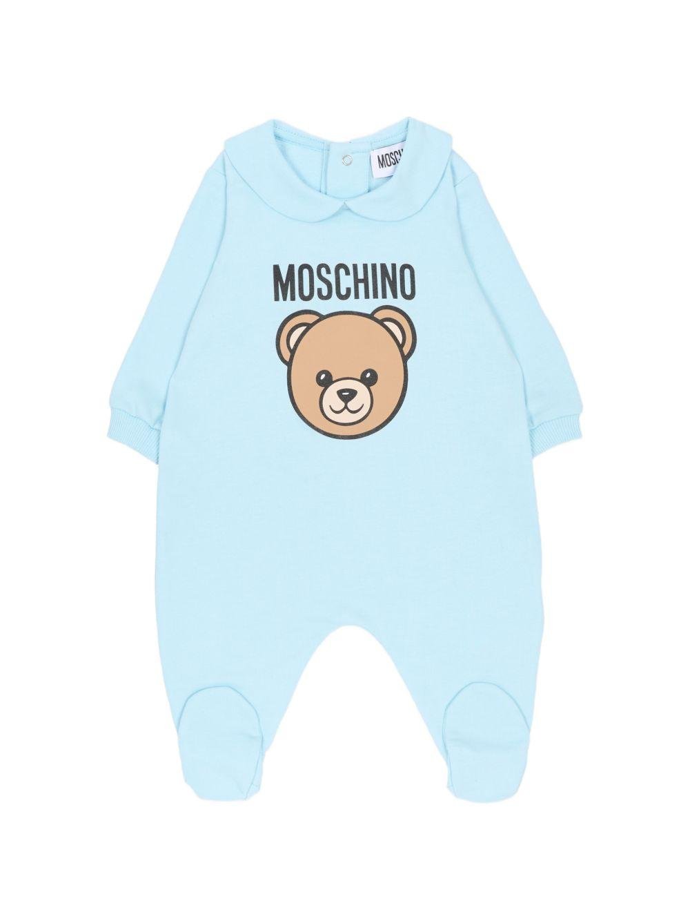 Tutina per neonato Moschino Kids azzurra con stampa Teddy Bear - Rubino Kids