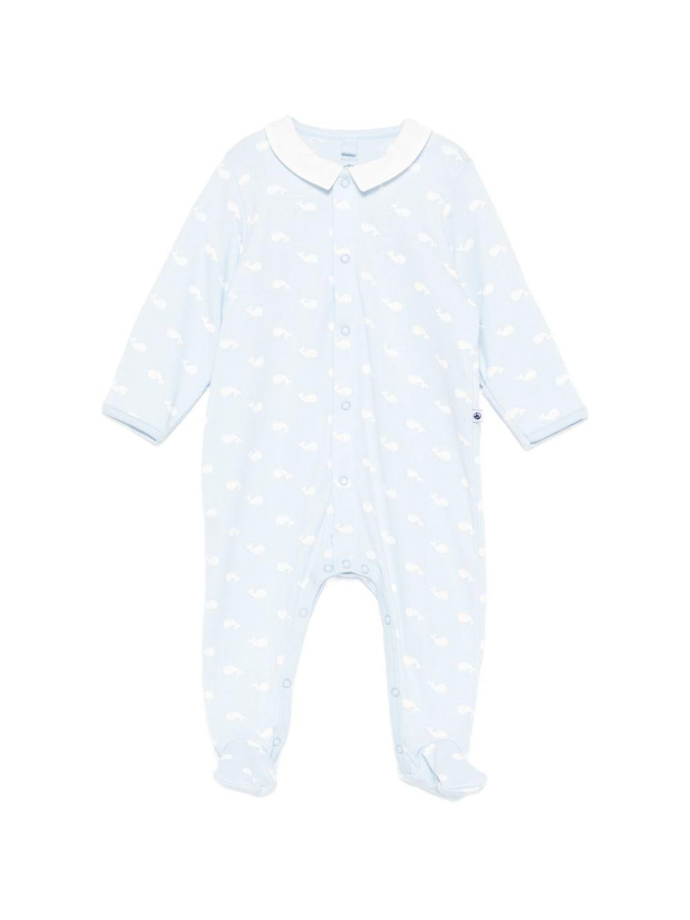 Tutina per neonato Petit Bateau azzurra con stampa balene - Rubino Kids