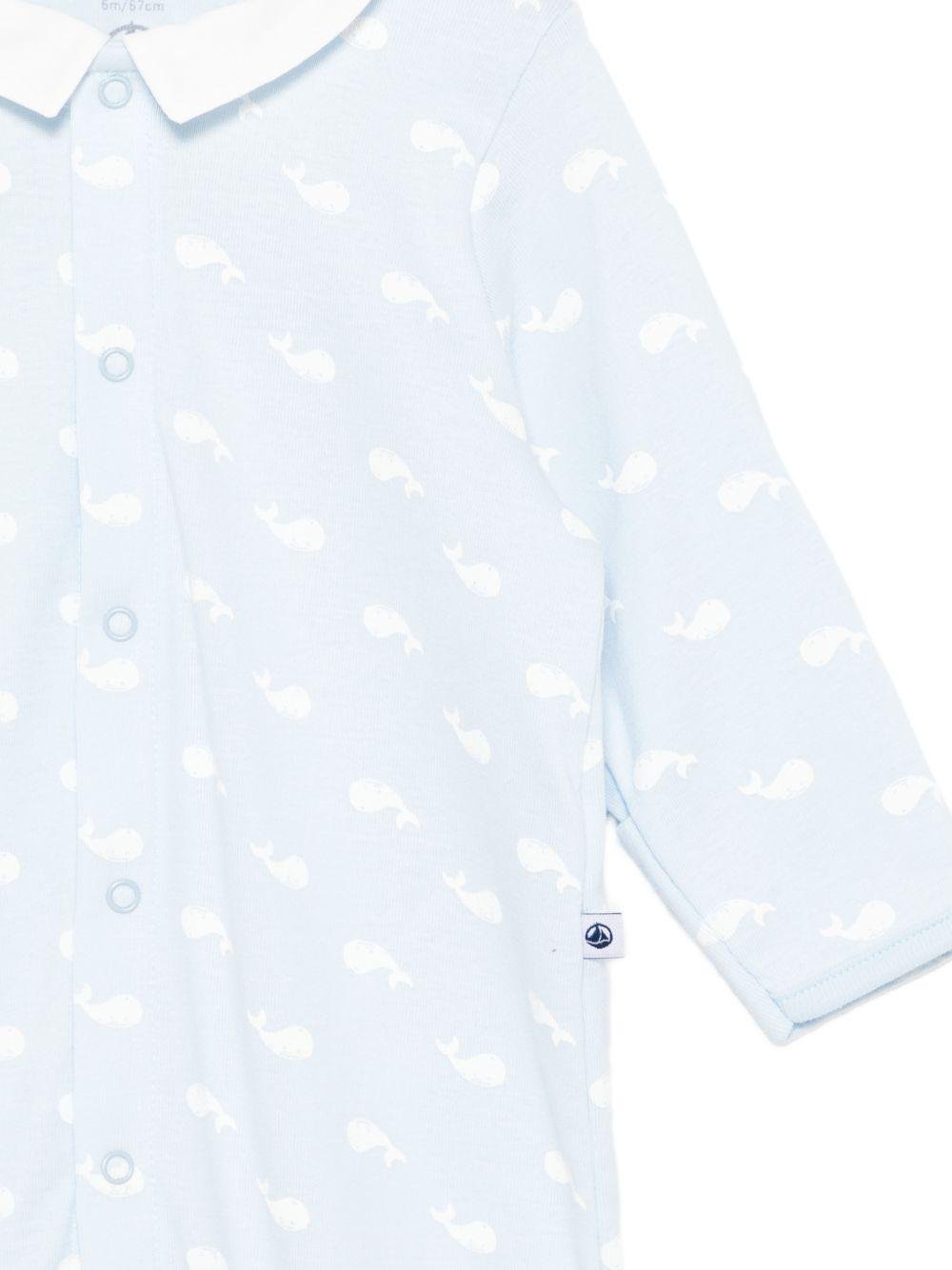 Tutina per neonato Petit Bateau azzurra con stampa balene - Rubino Kids
