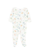 Tutina per neonato Petit Bateau bianca con stampa grafica animali all - over - Rubino Kids