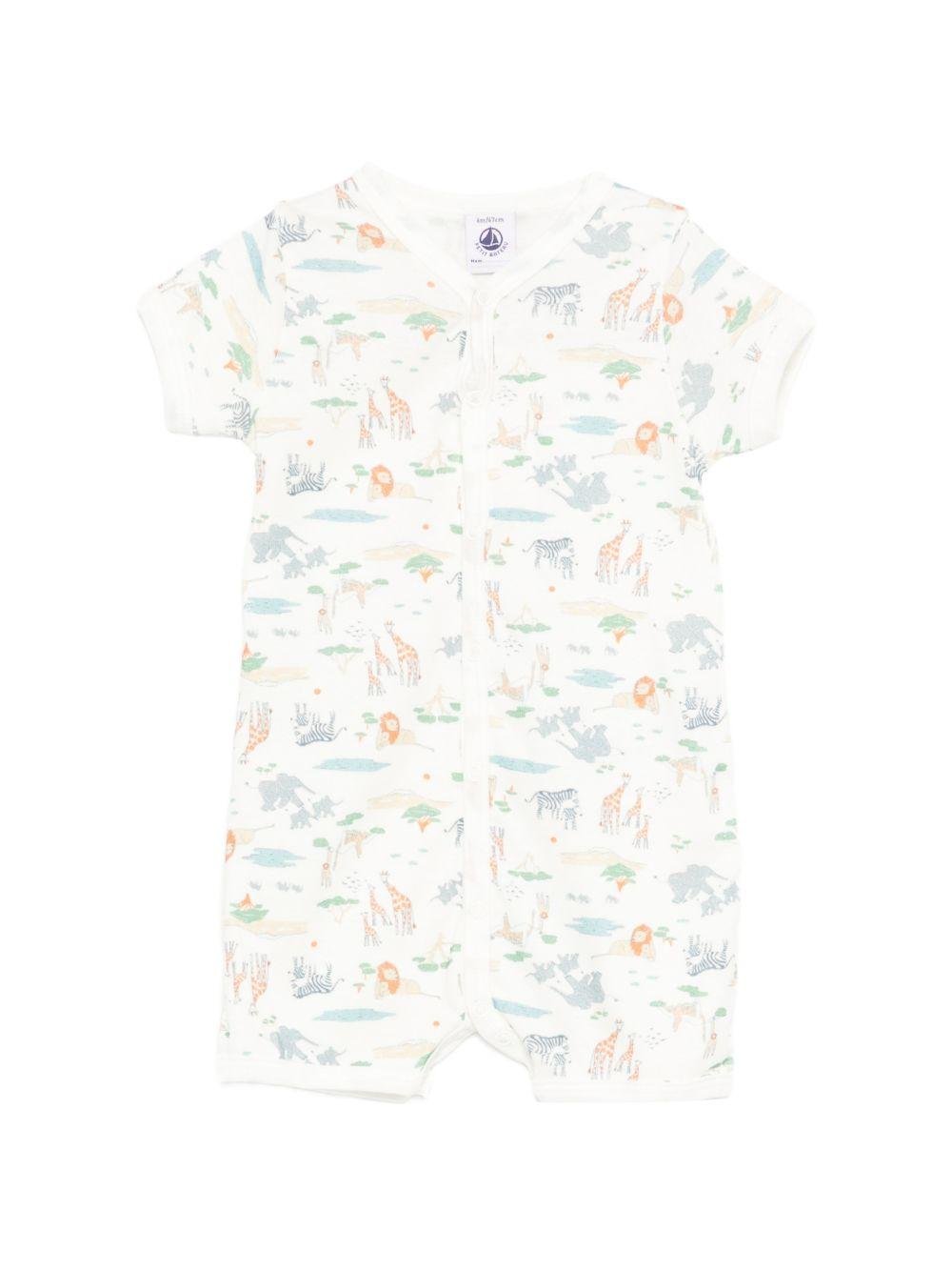 Tutina per neonato Petit Bateau bianca con stampa grafica animalier all - over - Rubino Kids