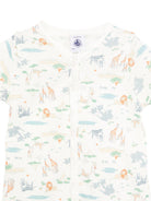 Tutina per neonato Petit Bateau bianca con stampa grafica animalier all - over - Rubino Kids