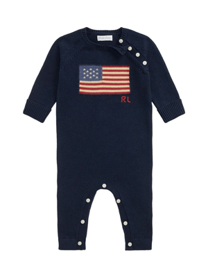 Tutina per neonato Polo Ralph Lauren Kids blu con stampa grafica