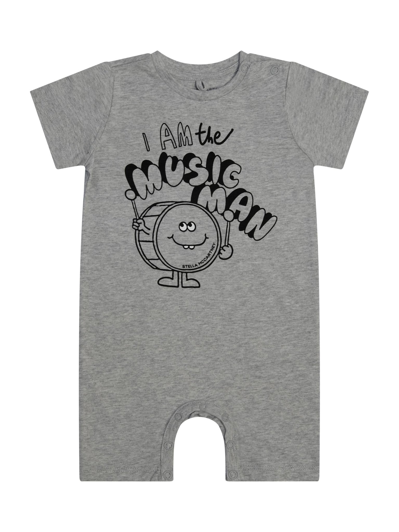 Tutina per neonato Stella McCartney Kids grigia con stampa tamburo sul davanti - Rubino Kids
