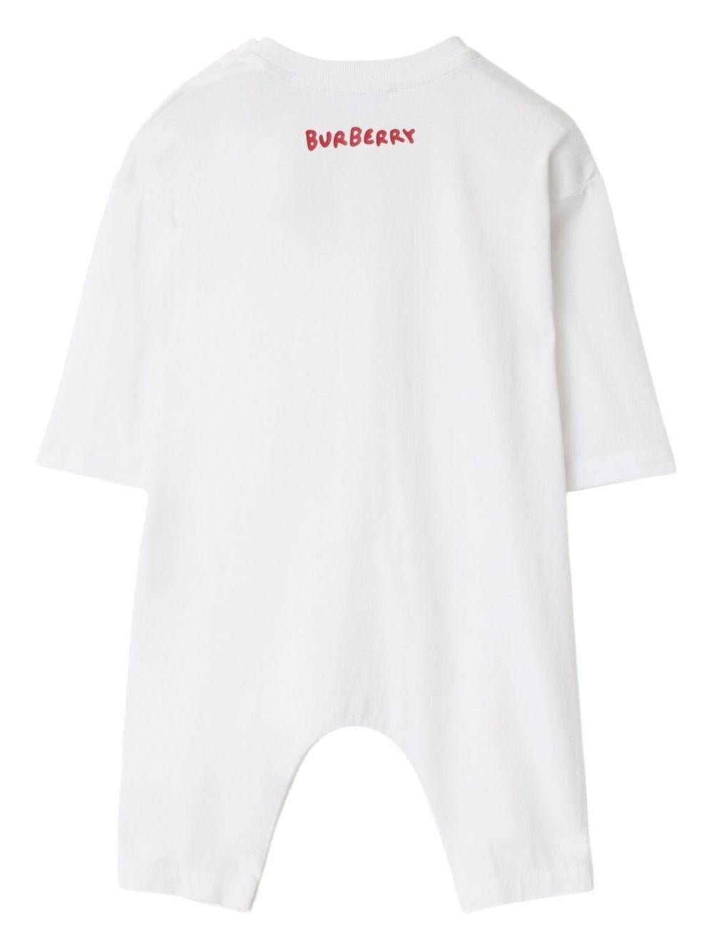 Tutina Thomas Bear per neonata Burberry Kids bianca con stampa con logo sul retro - Rubino Kids