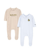 Tutine per neonata Kenzo Kids azzurro e beige con applicazioni logo - Rubino Kids