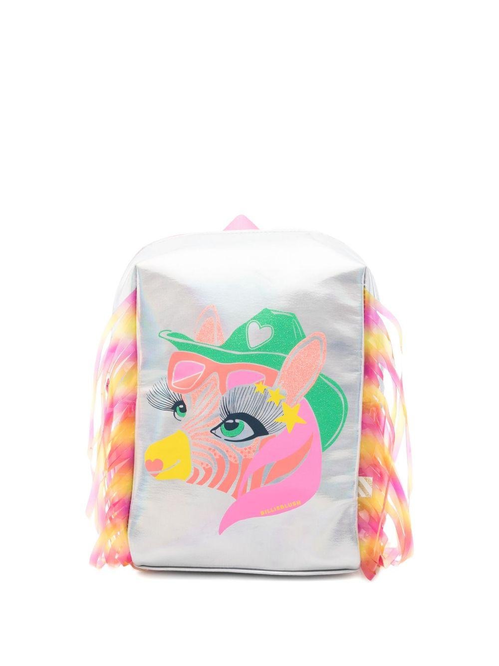 Zaino per bambina Billieblush argento con frange stampa zebra - Rubino Kids