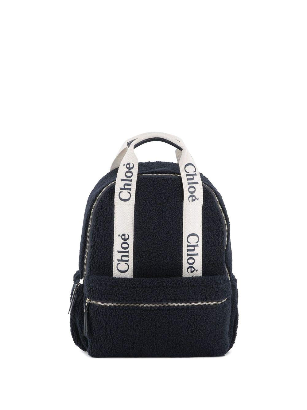 Zaino per bambina Chloé Kids blu con spalline con logo ricamato - Rubino Kids