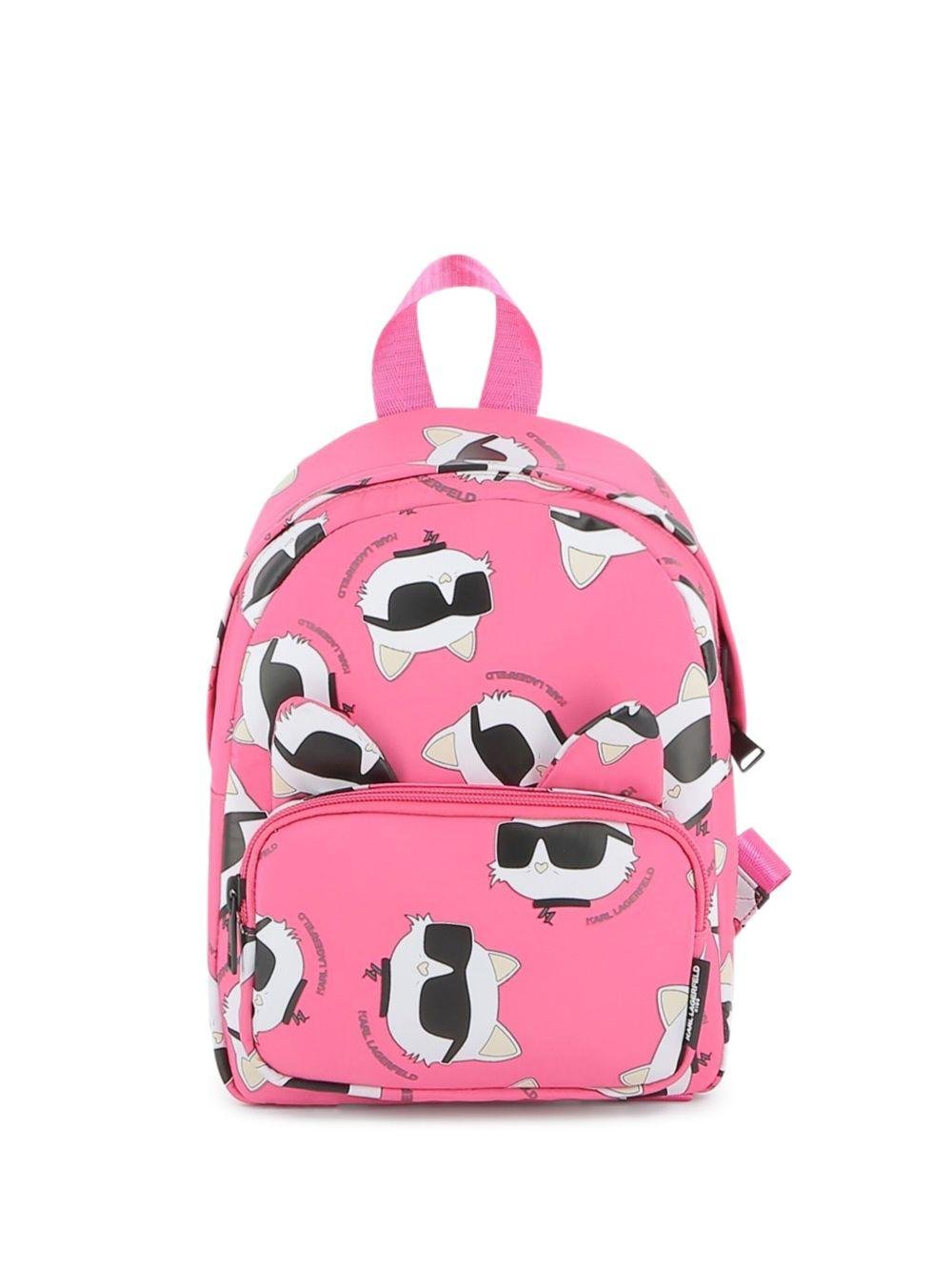 Zaino per bambina Karl Lagerfeld Kids fucsia con stampa Choupette - Rubino Kids