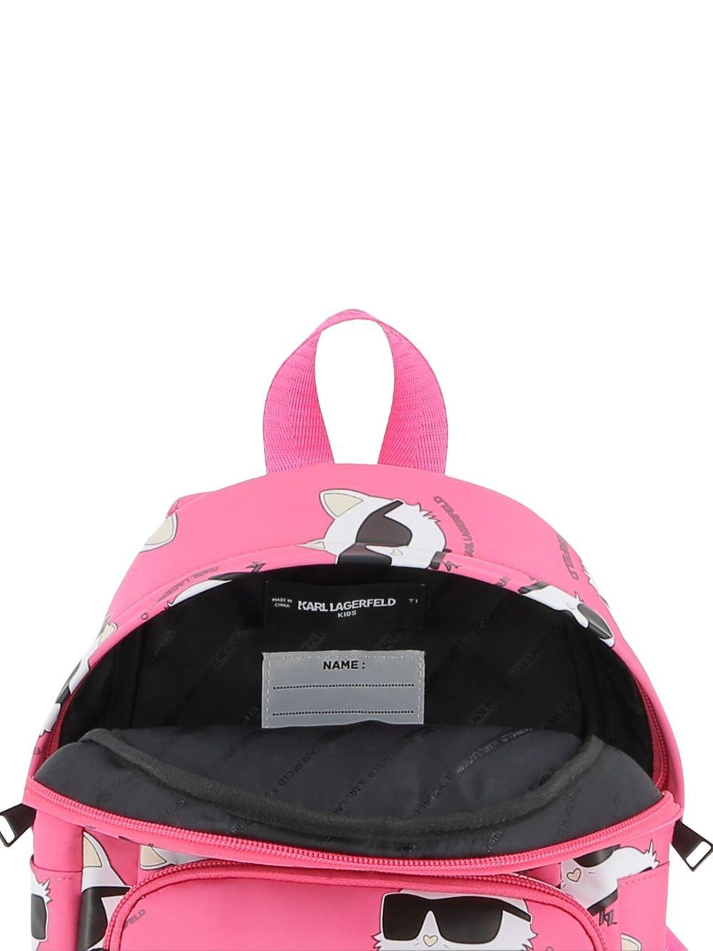Zaino per bambina Karl Lagerfeld Kids fucsia con stampa Choupette - Rubino Kids