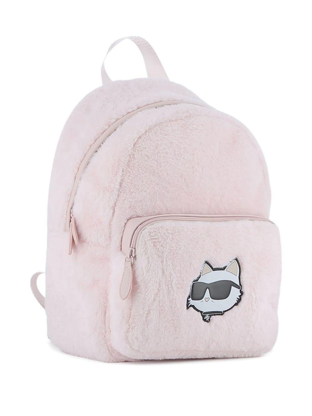 Zaino per bambina Karl Lagerfeld Kids rosa Choupette in pelliccia sintetica - Rubino Kids