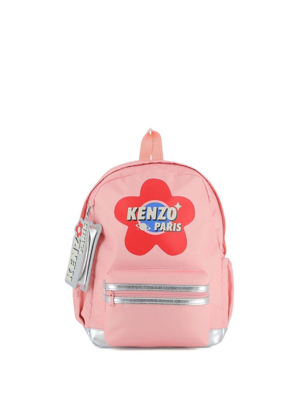 Zaino per bambina Kenzo Kids rosa con motivo a fiori - Rubino Kids