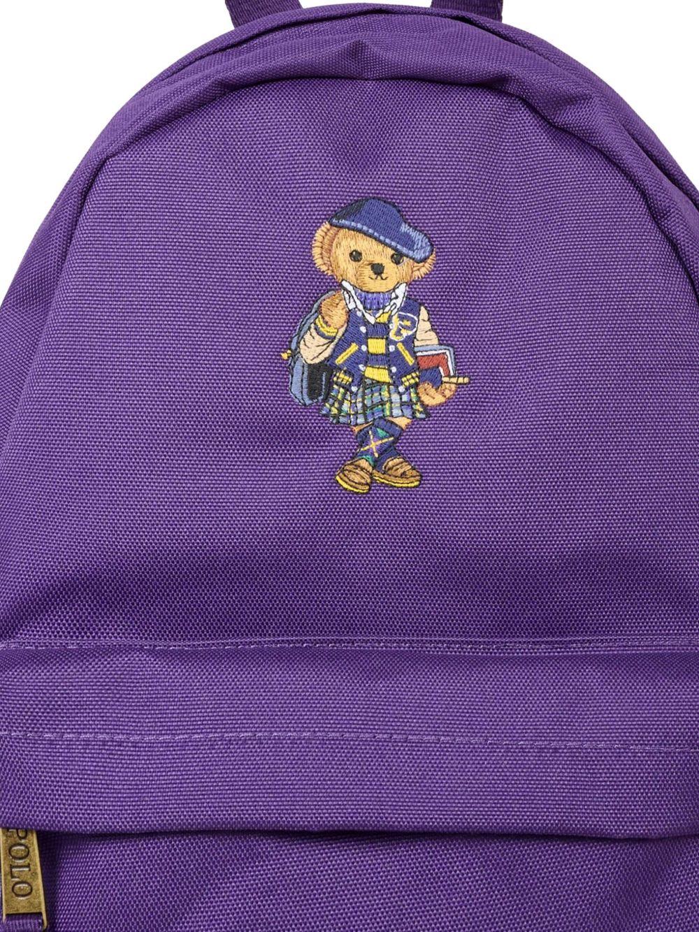 Zaino per bambina Polo Ralph Lauren Kids viola con motivo orso ricamato - Rubino Kids