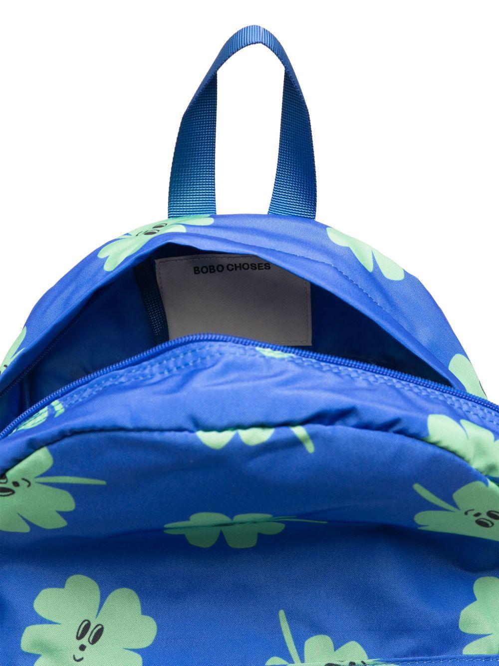 Zaino per bambini Bobo Choses blu con stampa quadrifoglio all - over - Rubino Kids