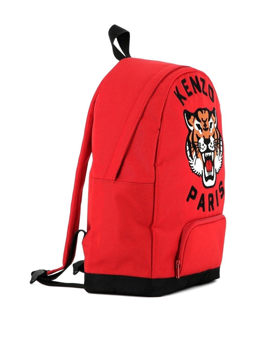 Zaino per bambini Kenzo Kids rosso con ricamo Tiger - Rubino Kids