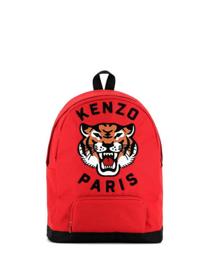 Kenzo Kids Red Tiger Embroidery Backpack