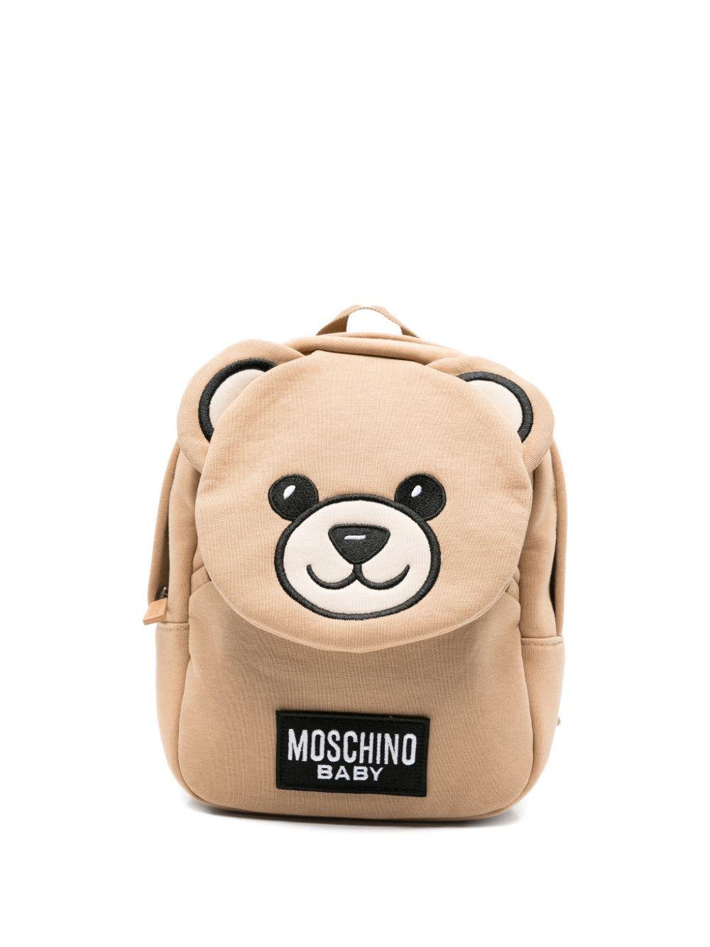 Zaino per bambini Moschino Kids marrone chiaro con applicazione orsetto - Rubino Kids