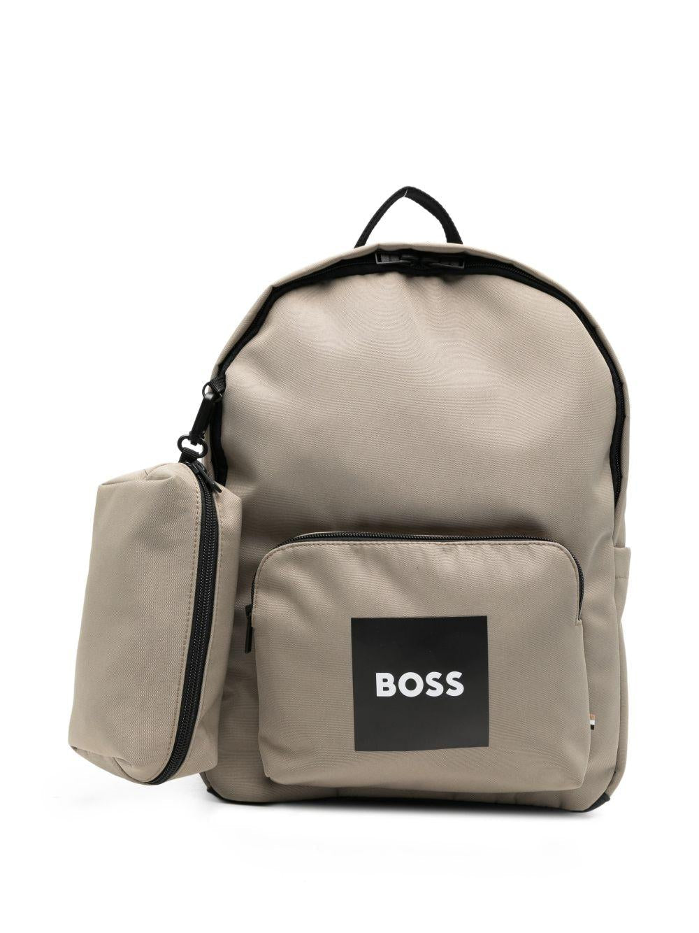 Zaino per bambino Boss Kids beige con tasca con zip - Rubino Kids