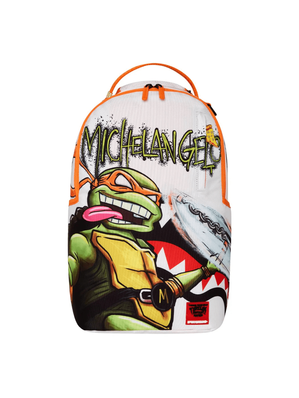 Zaino per bambino Sprayground Kid bianco con stampa Tartaruga Ninja Michelangelo - Rubino Kids