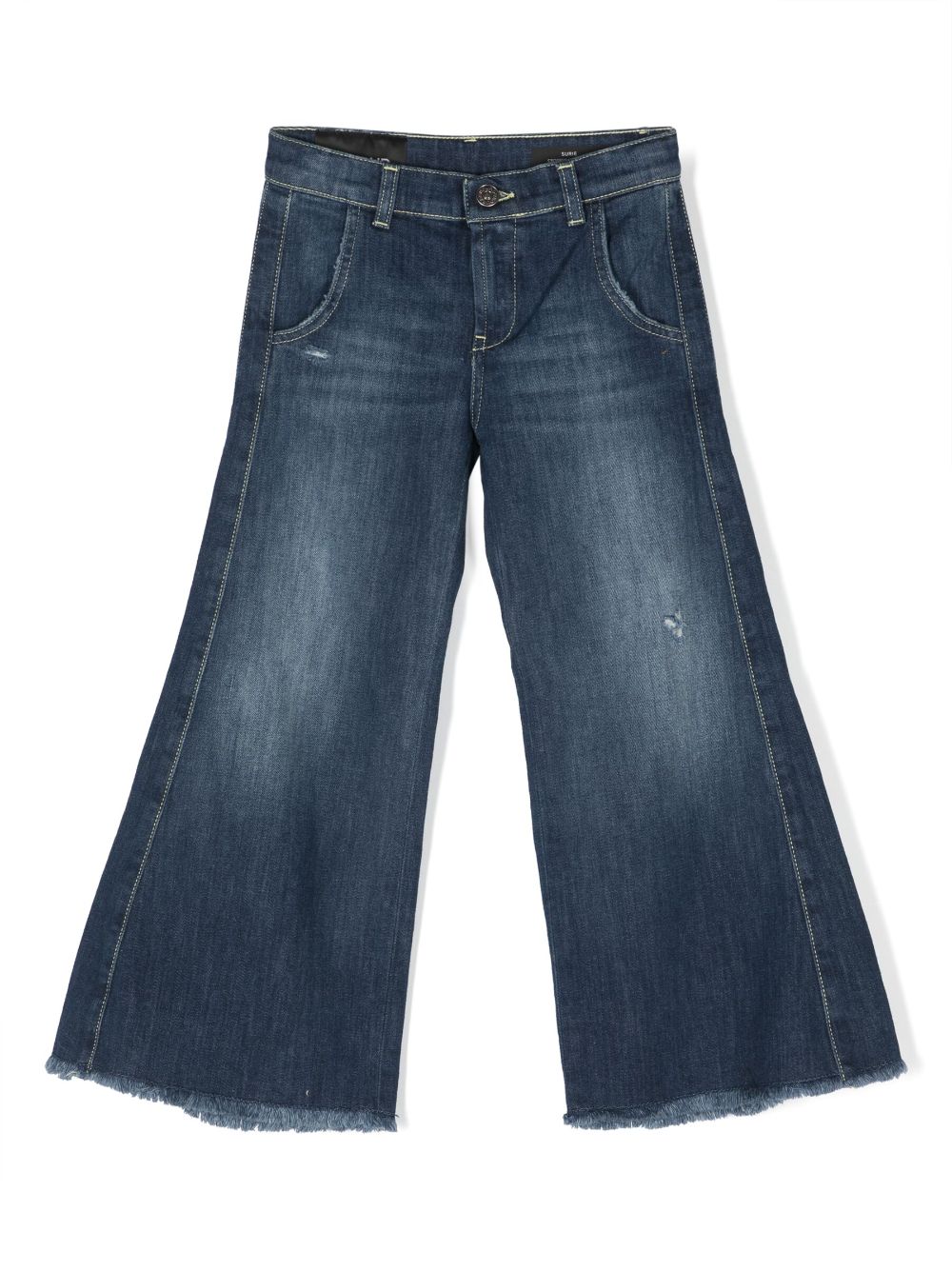 Jeans a gamba ampia con applicazione logo - Rubino Kids