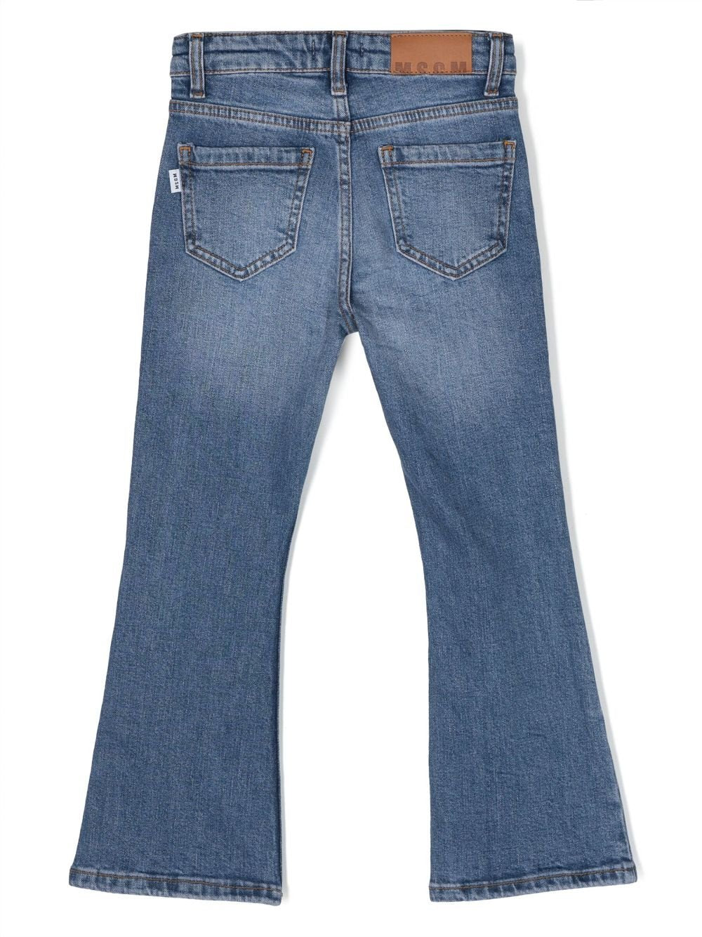 Jeans a zampa in cotone stretch con stampa logo - Rubino Kids