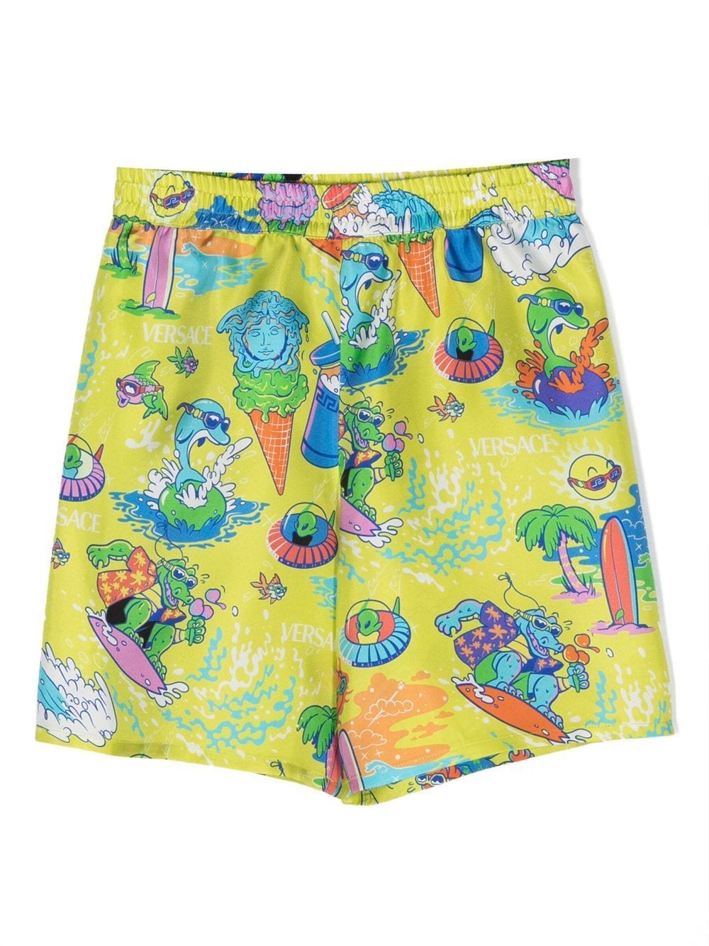 Shorts in seta con stampa grafica - Rubino Kids