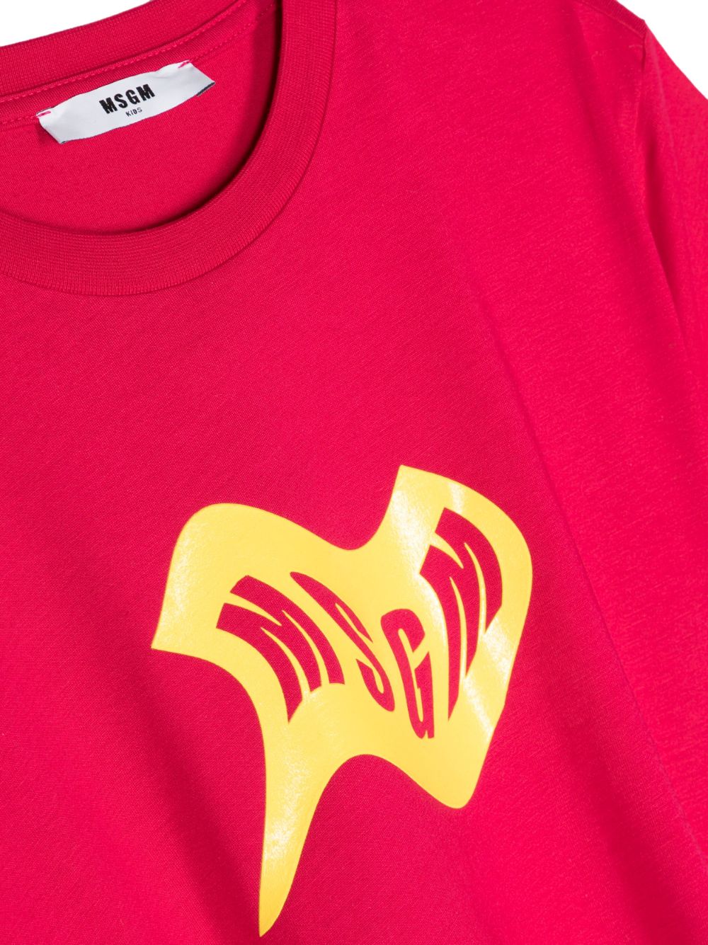 T-shirt in cotone floccato con logo - Rubino Kids