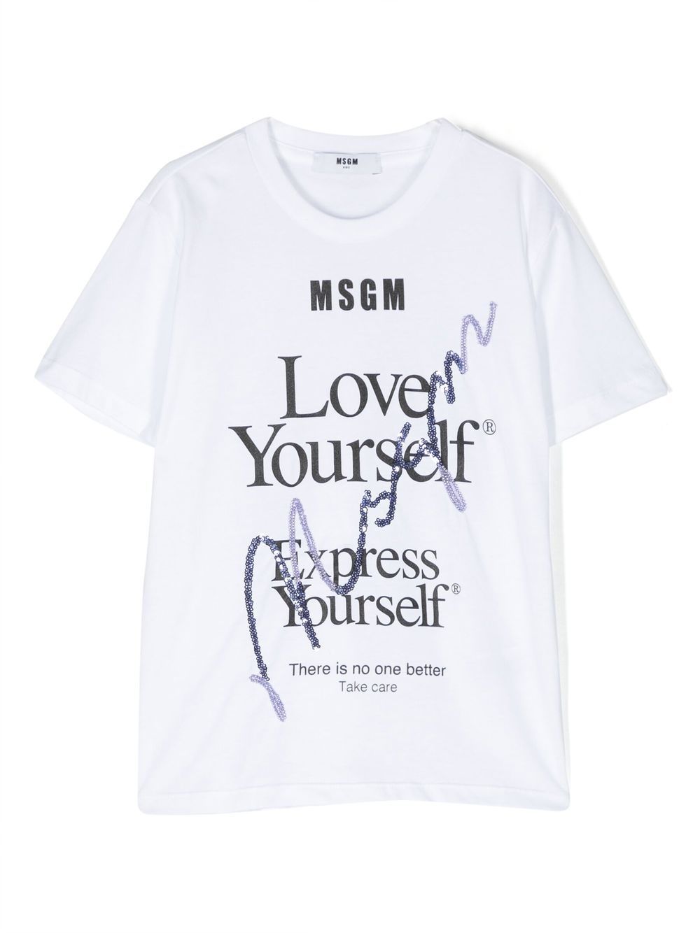 T-shirt Love Yourself con stampa - Rubino Kids